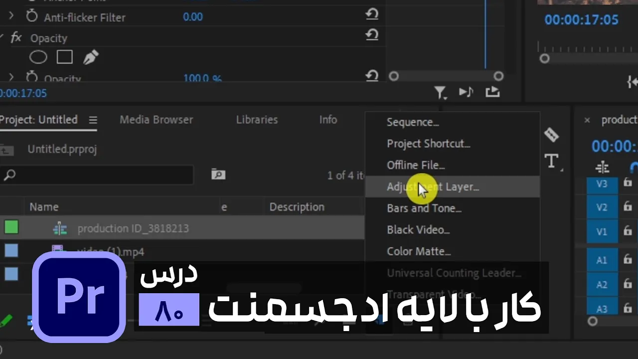 آموزش مقدماتی کار کردن با Adjustment Layer در پریمیر
