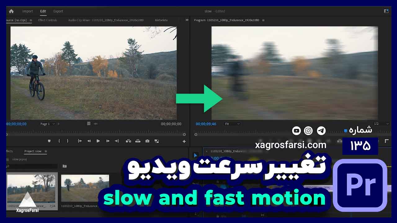 آموزش Fast Motion و Slow Motion در پریمیر پرو | نحوه ایجاد سرعت حرکت آهسته و سریع روی ویدیو و فیلم